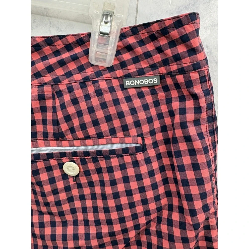 Bonobos Gingham‎ Swim Trunks Pink Navy Check Board Shorts Preppy Summer Beach 32